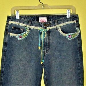 LM LULU FRILLY FEMININE JEANS W/JEWEL AND RUFFLES